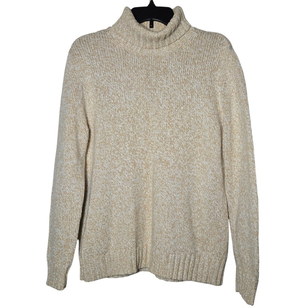 Lands End Womens Turtleneck Sweater Large Petite LP Neutral Fall Winter Comfy